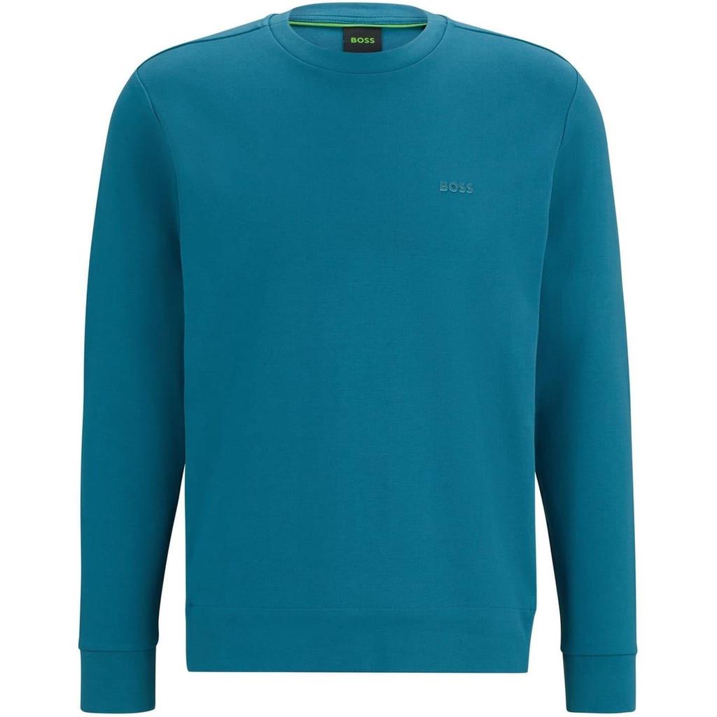 Boss Mens Tonal Logo Ribbed Collar Raglan Sweatshirt