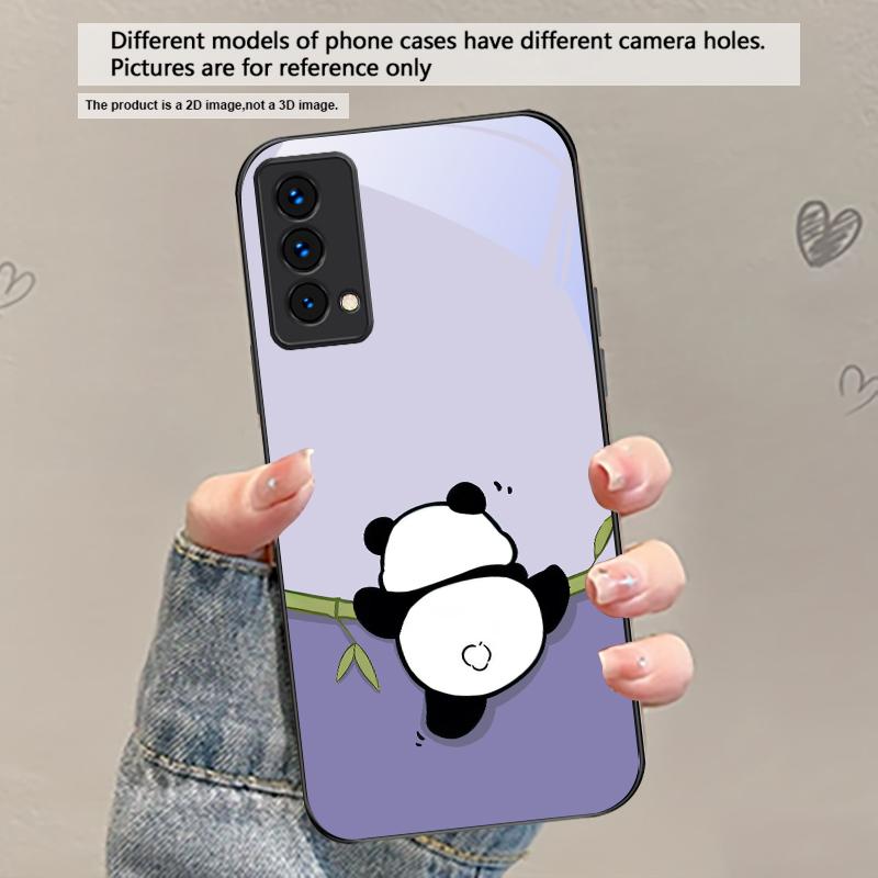 Милый и очаровательный панда Для Oppo Realme C53 C55 C65 C61 C63 C31 C67 C75 C51 14 12 11 10 8 GT 6 7 2Pro Neo 50 3 Стеклянный чехол для телефона