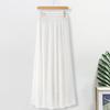 Women Chiffon Skirt Elastic High Waist Pleated Ankle-Length Skirt Solid Color Flowy Hem Long Skirt Daily Wear