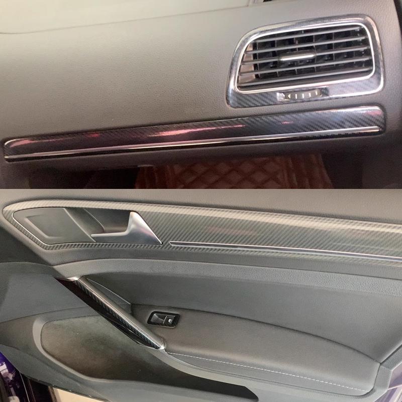 For Volkswagen Golf 7 MK7 Interior Central Control Panel Door Handle 5D Carbon Fiber Stickers Decals Car styling Accessorie