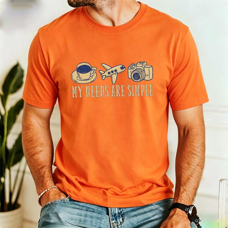 Trend Unisex Fashion Clothing My Needs Are Simple Coffee Shirt Graphic Tshirts Clothes Vacation Shirt Short Sleeve Casual Tees