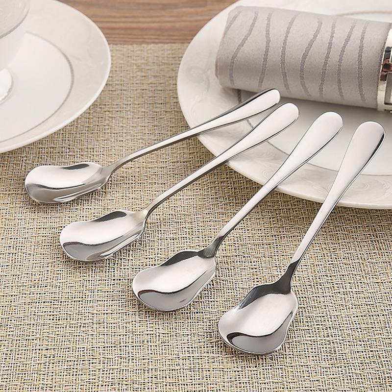 Нержавеющая сталь, круглая ложка с большой головкой, чистая, красная, золотистая, для ужина, с длинной ручкой, десертные ложки для перемешивания, кухонные аксессуары, гаджеты