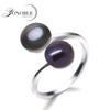 You Noble Wedding Black Ring Natural Pearl Rings Women Double Pearl Rings Adjustable Wife Anniversary Birthday Gift