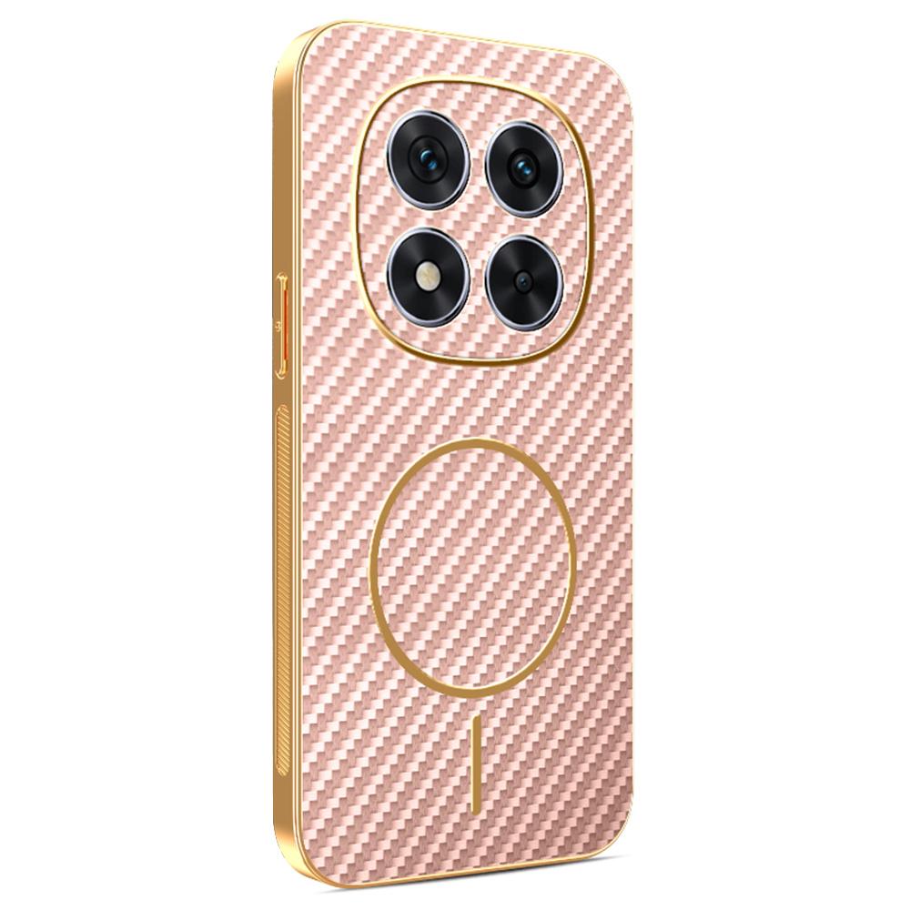 For Xiaomi Redmi Note 14 Pro 4G Phone Case Carbon Fiber Textured Electroplated TPU Back Cover