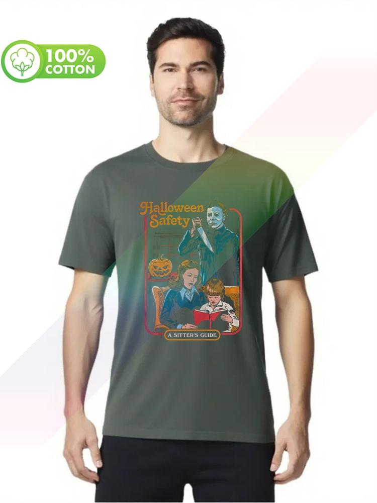 100 cotton round neck heavy weight Unisexs Tshirt Brand Michael Myers Halloween Safety A Sisters Guide S3XL Tops Tees