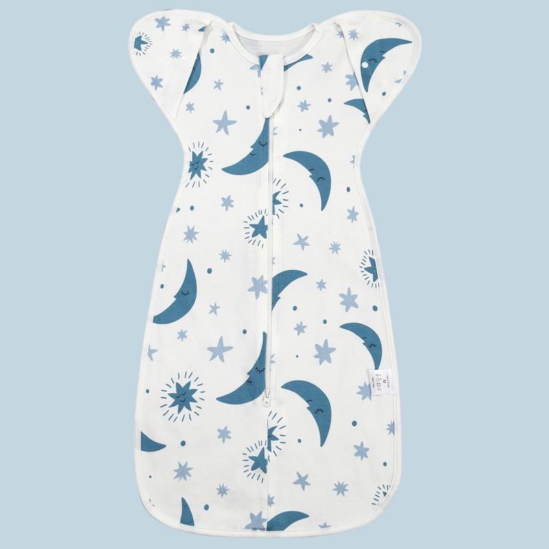 Baby Cotton Swaddle Blanket Newborn Sleep Sack Wrap Arms Up Design Stretchable Sleeves