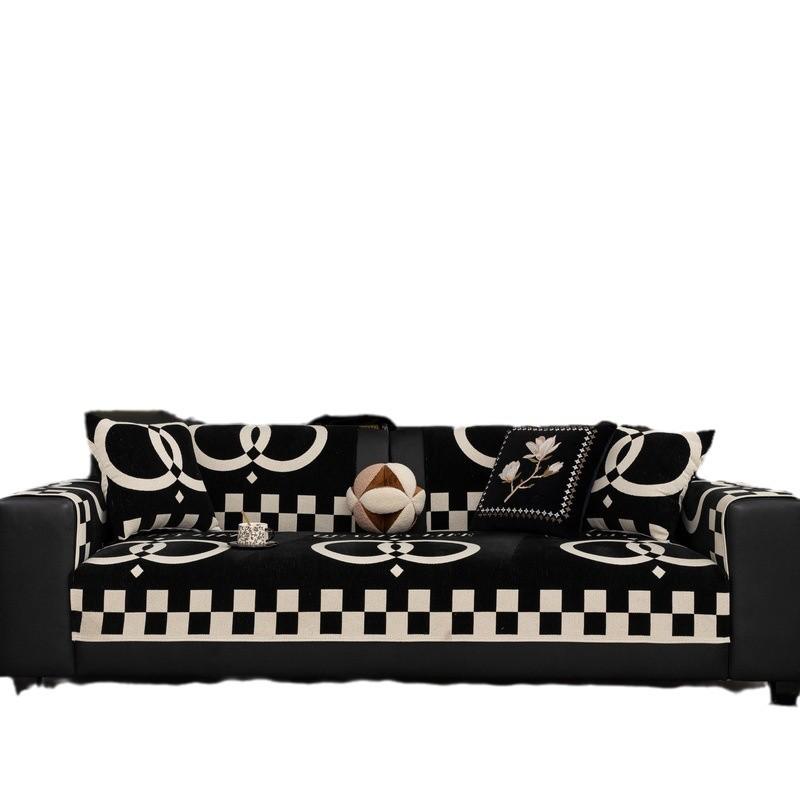 Straight Row Sofa Cushion New Four-Season Universal Light Luxury High-End Sofa Cover Cloth Towel Non-Slip Leather Sofa Seat Cushion