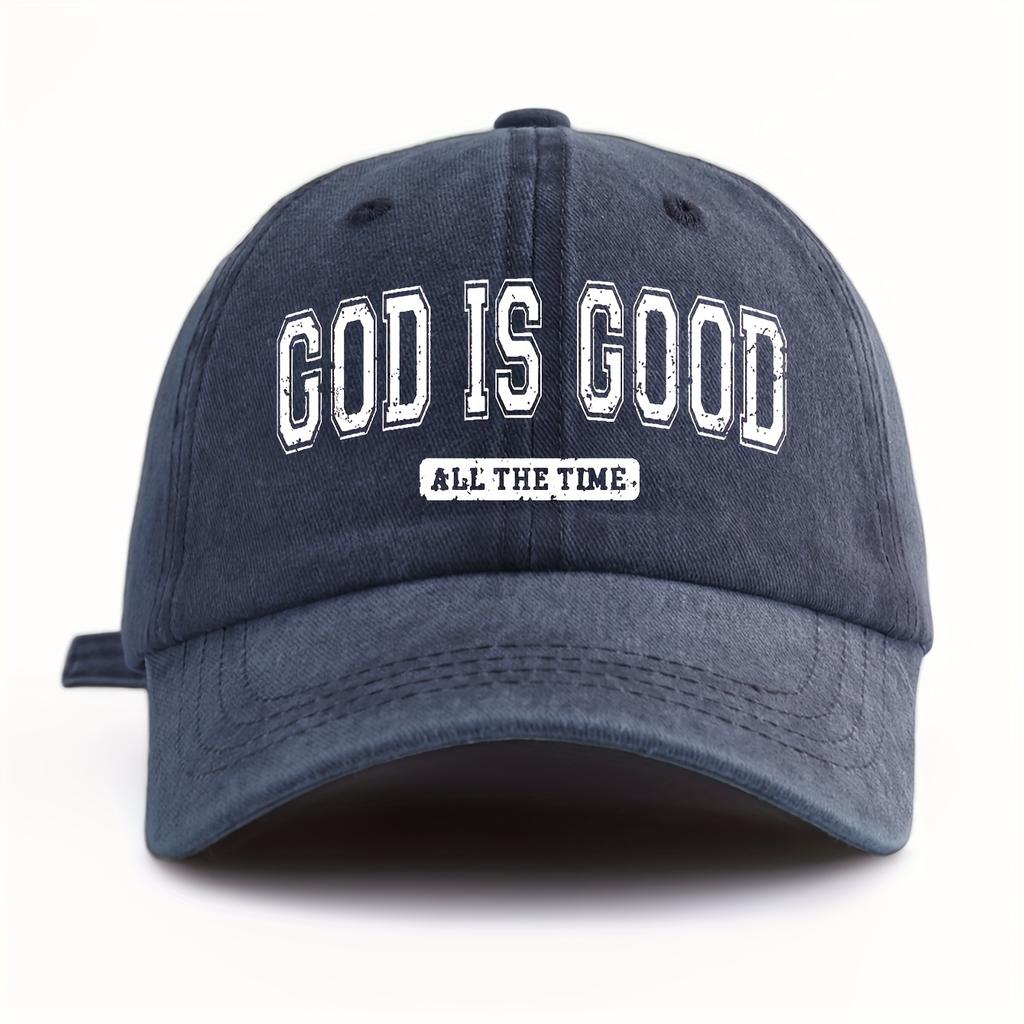 GOD IS GOOD Бейсболка Легкая Регулируемая Унисекс Принт GOD IS GOOD Стиранная Бейсболка Кепка Папы для Активного Отдыха