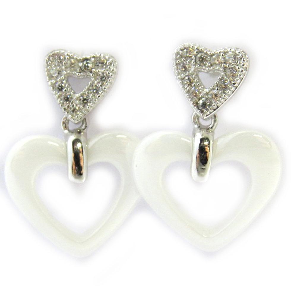 Les Trésors De Lily [N3025] - Серьги серебряные "Любовь" серебро белое (керамика)