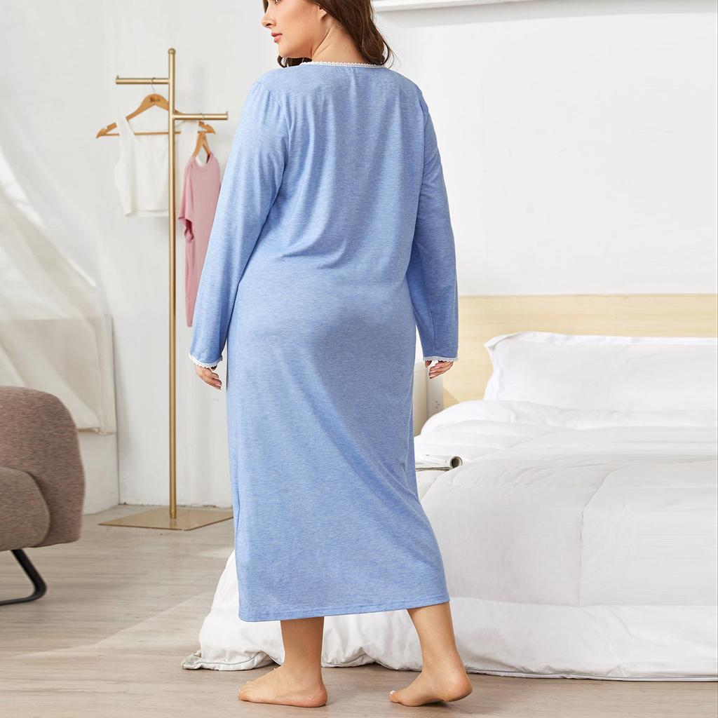 Осенне-зимние халаты больших размеров для сна и отдыха, платья, кружевная лоскутная домашняя одежда с длинными рукавами, женская одежда для сна