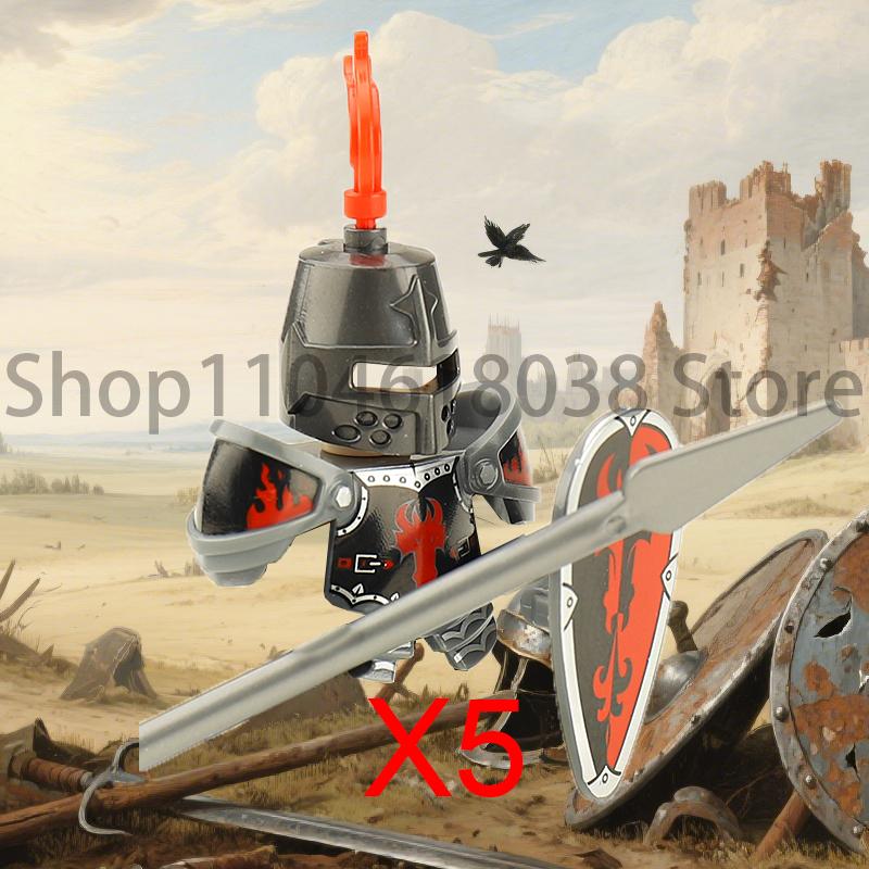 Средневековые Военные Фигурки Осьминог Морской Демон Рыцари Строительные Блоки Оружие Аксессуары Меч Храм Копье Щит MOC MINiBricks