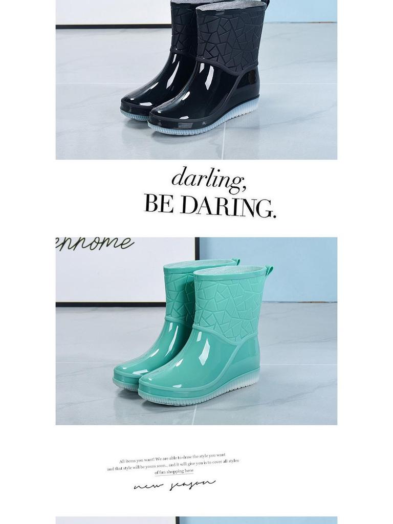 Женские гелевые нескользящие водонепроницаемые резиновые сапоги - Толстые, износостойкие, с коротким голенищем, для лета