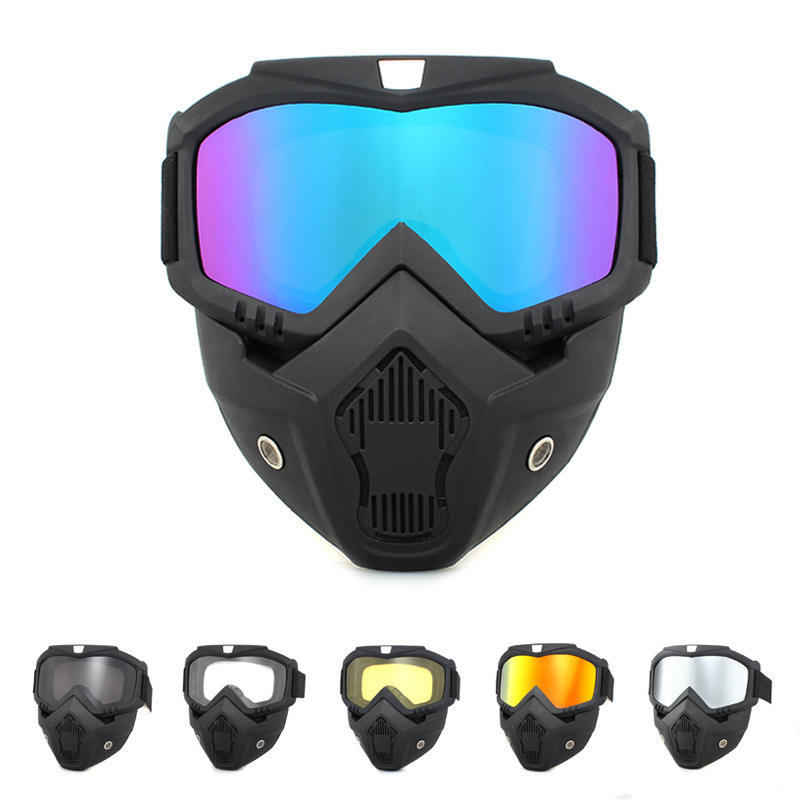 Vintage Motorcycle Shark Helmet Goggles Motocross Helmet Glasses Retro Windproof Open face Helmets Goggles Mask