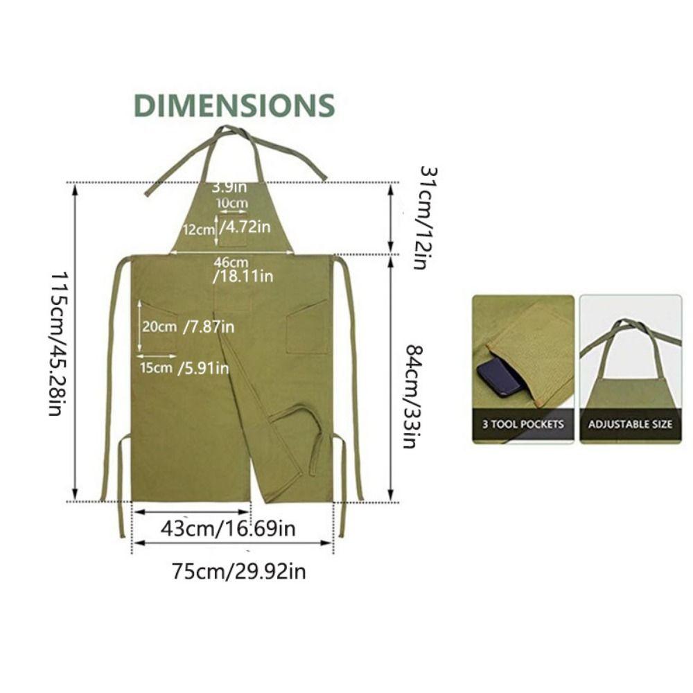 Washable Full Coverage Pottery Apron Adjustable Gardening Pinafore Split Leg Apron Washable