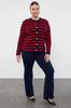 Women's Fashion Stylish Plus Size Cardigan Black Striped Knitwear Cardigan