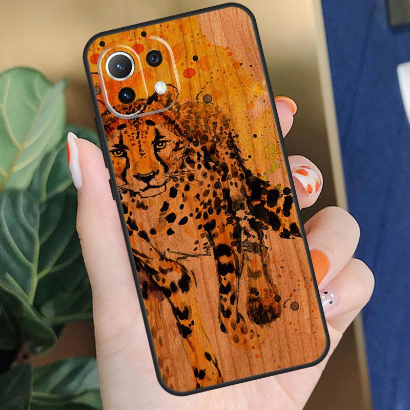 Чехол с изображением животных (Олень Лев Слон) из дерева для Xiaomi 15T 14T 13T Pro 14 15 Ultra 17 Pro Max POCO X7 F8 Pro X5 X6 F5 F6 F7 Чехол