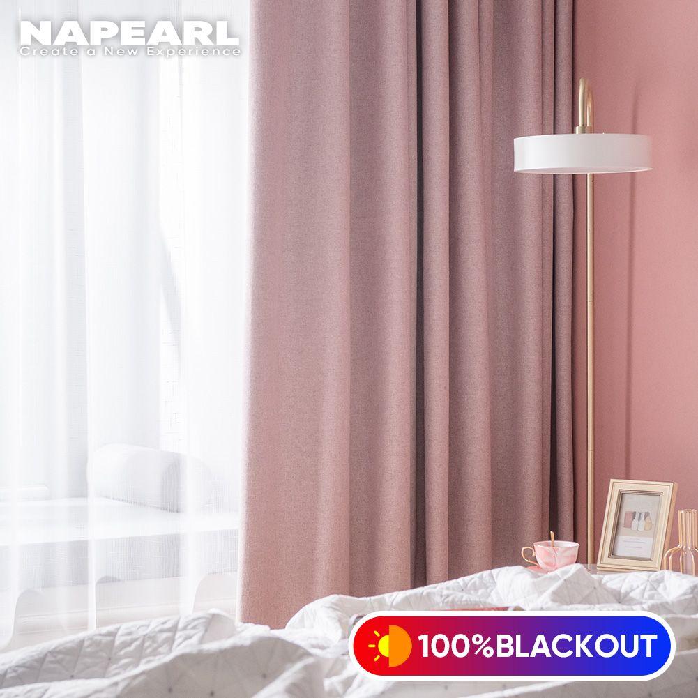1 шт. NAPEARL 100% Блэкаут Льняная Штора Однотонная Современная Штора на Кольцах Для Спальни Гостиной Домашний Декор