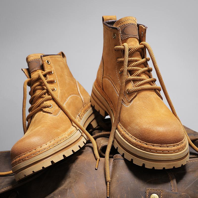 Модные мужские мотоботы из замшевой кожи, уличные высокие кеды в повседневном стиле, мужские ботильоны в британском стиле на платформе со шнуровкой, мотоциклетные боты