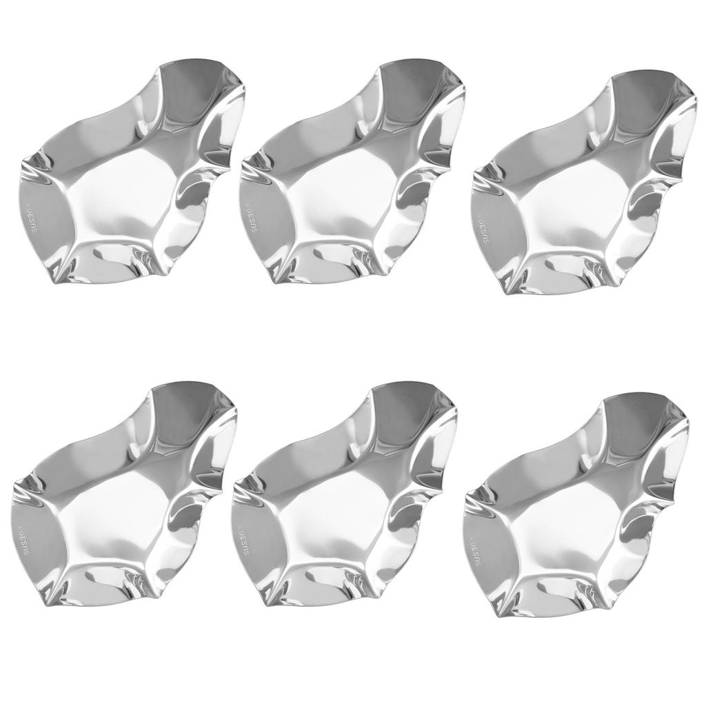 Pack of 6 Unique Reusable Sauce Dishes Dipping Bowls 304Stainless Steel Texture Suitable for Home Use and Parties