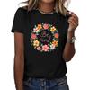 Women Summer T Shirt  Cute Pattern Print Retro Fashion Short Sleeve Tees Casual   Printed  Tops