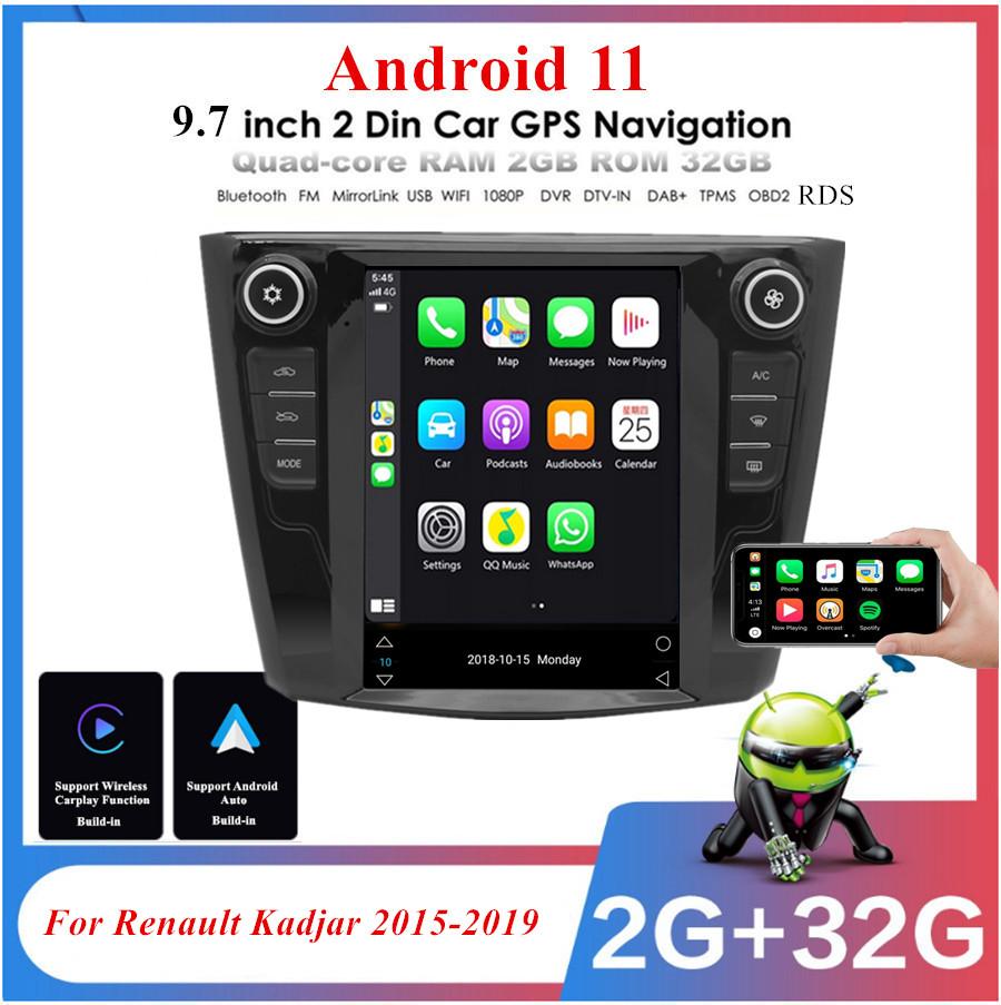 9,7'' Для Android 11  2+32ГБ  Радио Навигация WIFI 3G 4G Для Renault Kadjar 2015-2019