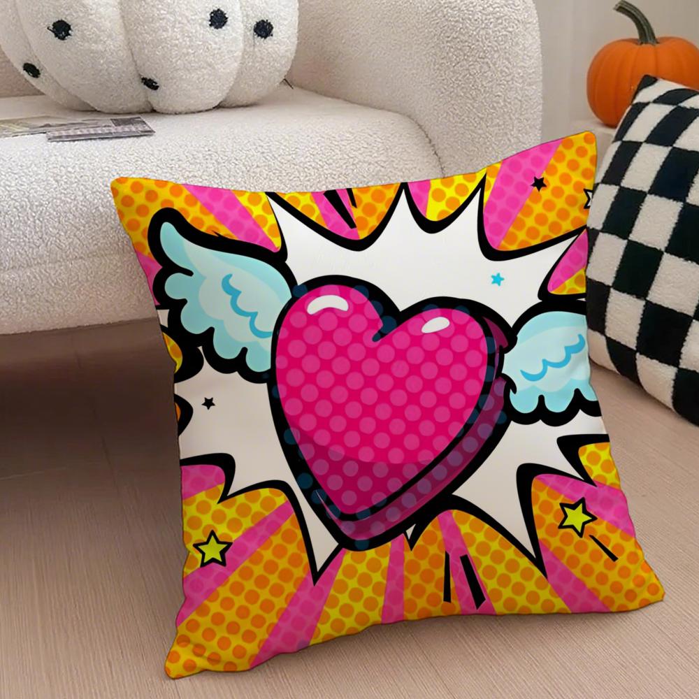 Classic Pop Art American Art RRoy Lichtenstein Cushion Cover Throw Pillow Cover Hidden Button Durable Polyester Chair Cushion