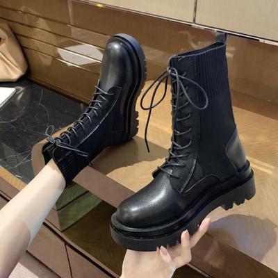 Ботильоны женские, весенние, мотоциклетные, туфли на толстом каблуке и платформе, женские, с круглым носком, модные ботинки