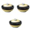 Set of 3 Black and Simmered Bowls X Simmered Bowls Setomonohonpo Gold-Painted Koma-Suji [11.3 7.5 Cm]