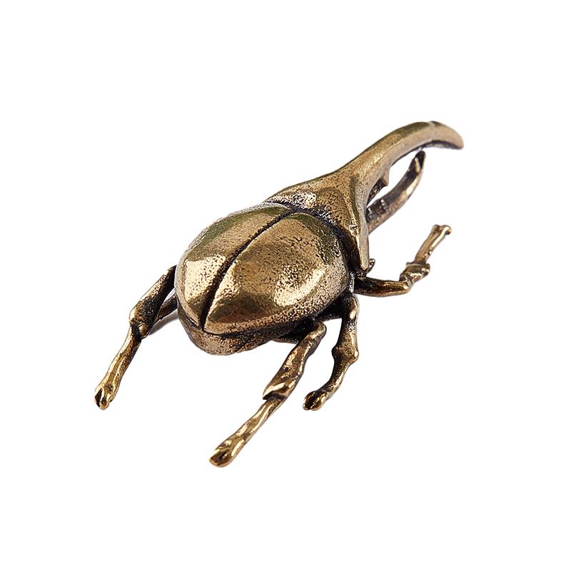 Brass Insect Figurine Miniature Bugs Tea Pet Ornament Copper Beetle Statue