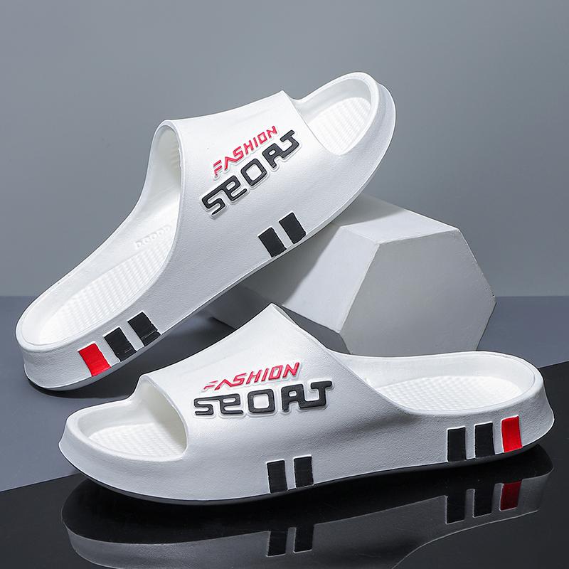 Мужские летние тапочки для дома, мягкая подошва, нескользящая, спортивный стиль, пляжные сандалии для ванной, удобная домашняя обувь для пары