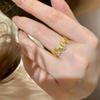 Vintage Gold Brushed Diamond Butterfly Ring for Women Elegant Unique Design Luxury Fashion Jewelry