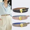 Women's Fashion Leather Belt with Lock Pin Buckle and Adjustable Pockets - Slim All-Match Design