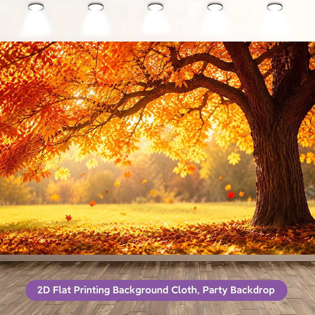 1Pcs Fall Tree Golden Autumn Leaves Scene Decoration Background Fall Backdrop Decorations For Photo Studio Photo Booth Party