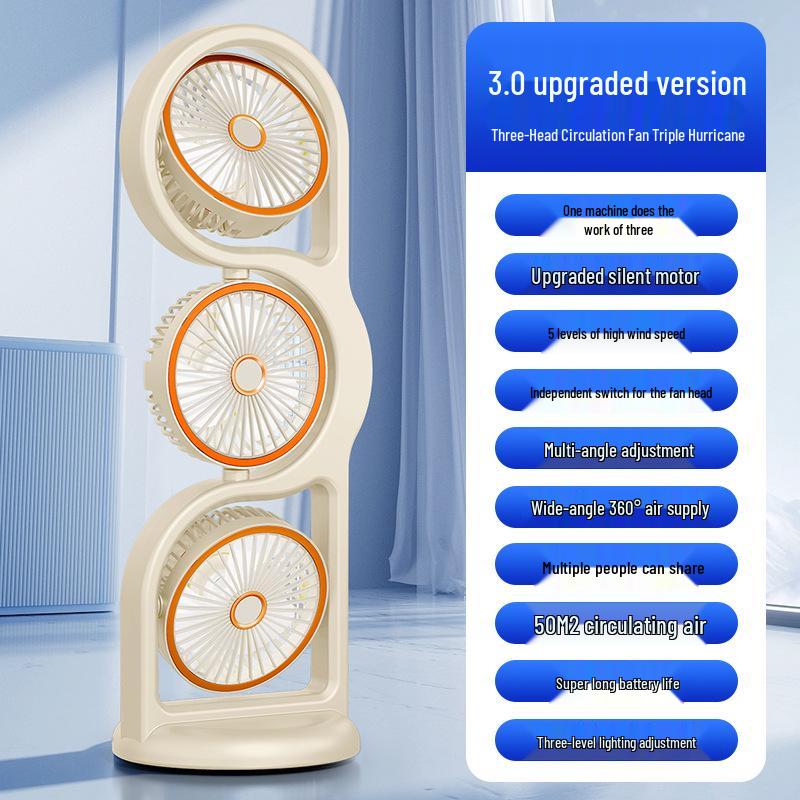 100-Speed Desktop Fan with Timer & Light for Home/Office