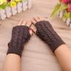 Solid Color Knitting Gloves Thicken Fingerless Glove Comfortable Women Gloves  Women