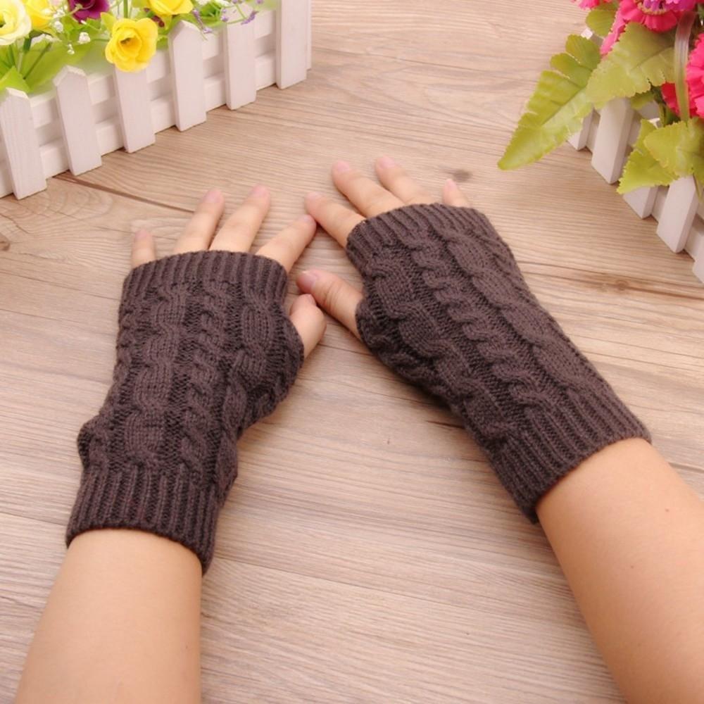 Solid Color Knitting Gloves Thicken Fingerless Glove Comfortable Women Gloves Women