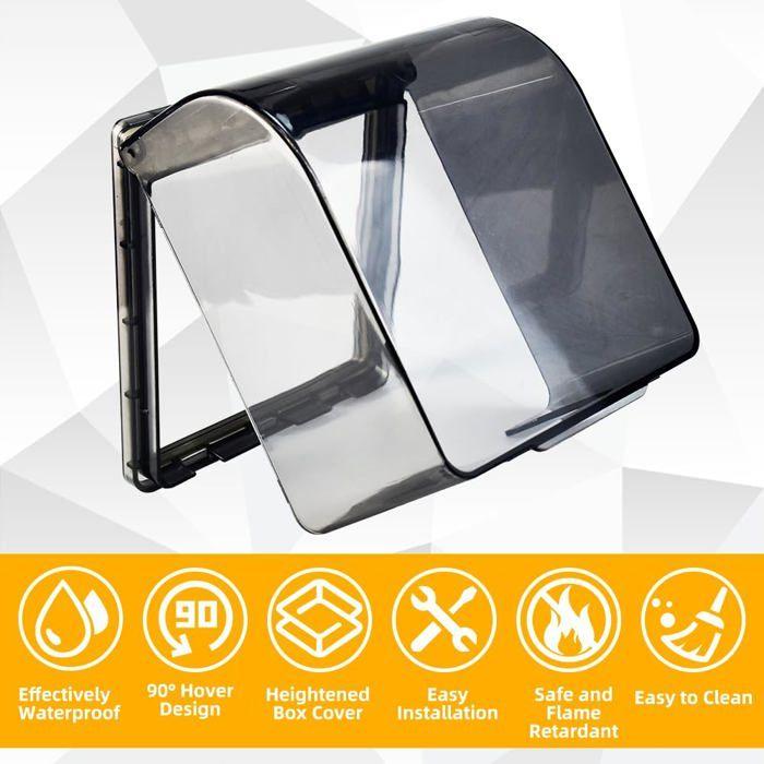 AIMOONSA Cache prise étanche auto-adhésif transparent pour mur - 12 x 10,5 x 7,3 cm (1 prise)
