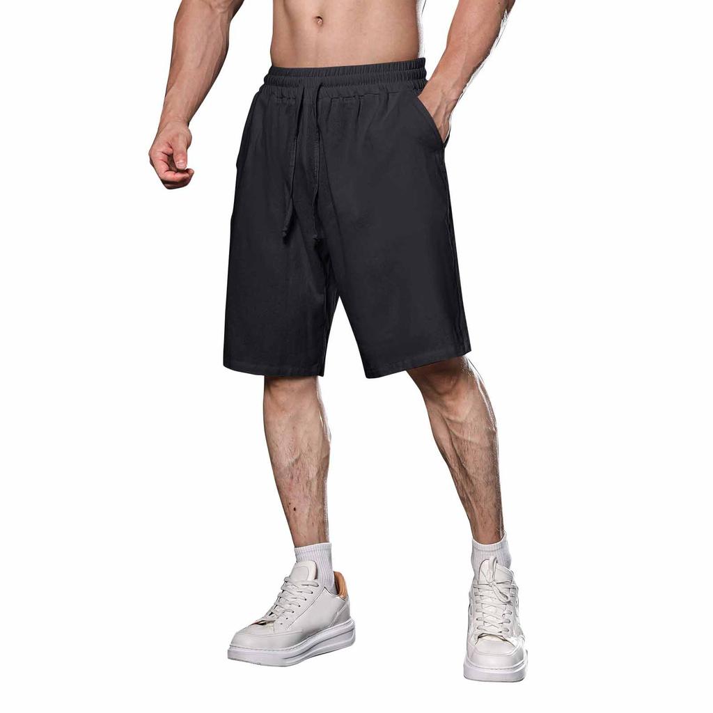 Мужские повседневные шорты на шнурке Мужские дышащие шорты из хлопка и льна