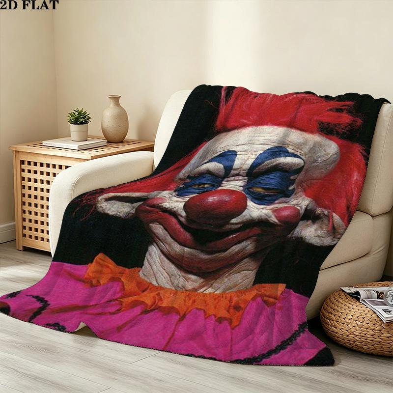 Killer Klowns Outer Space Print Flannel Blanket, High quality Comfortable for All Seasons, Home Decor, Warmth and Comfort, Perfect for Christmas Gifts