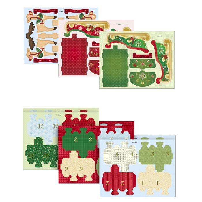 Calendrier de l'Avent rennes et traîneau à construire