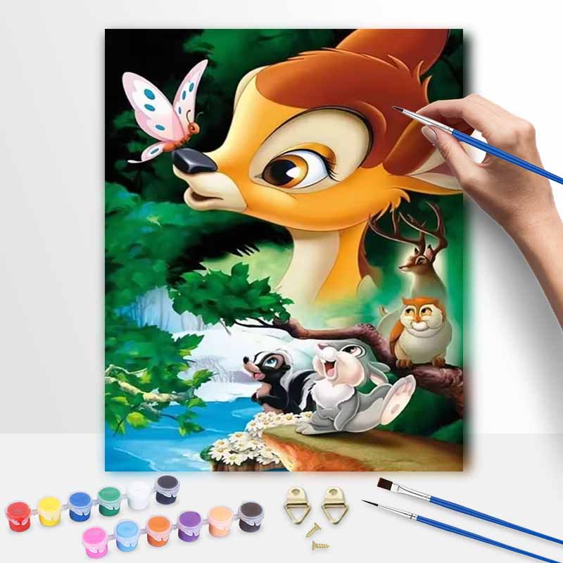 Disney Анимация цифровая масляная живопись милый олененок Бэмби DIY ручная роспись раскраска домашний декор, идеальный художественный холст декор