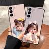 Чехол для Samsung Galaxy A20 A13 A06 A40 A16 A05 A10 A12 A30 A15 A17 A70 A50 A04 Черный Мягкий Чехол для Телефона Мультяшный Рисунок Девочки