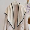 2024 Women's Large White Wool Cashmere Shawl – Stylish Knitted Solid Color for Autumn & Winter