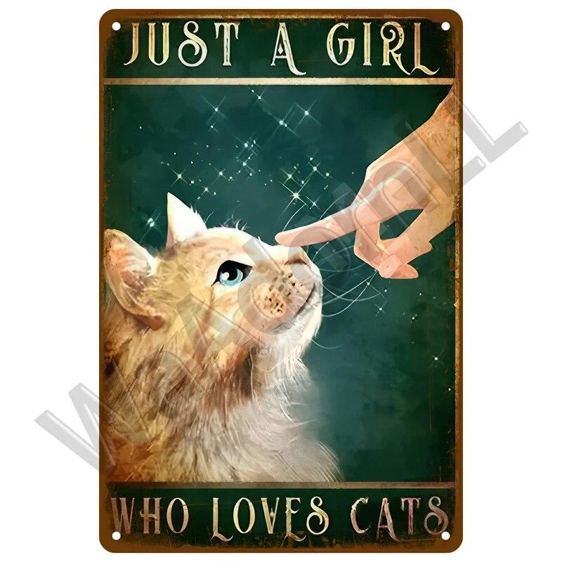 Металлический знак в стиле ретро, черный кот, постер, забавный оловянный знак с котом, винтажная табличка с изображением животного, домашний декор, настенное искусство, зоомагазин, садовая табличка для бара для собак
