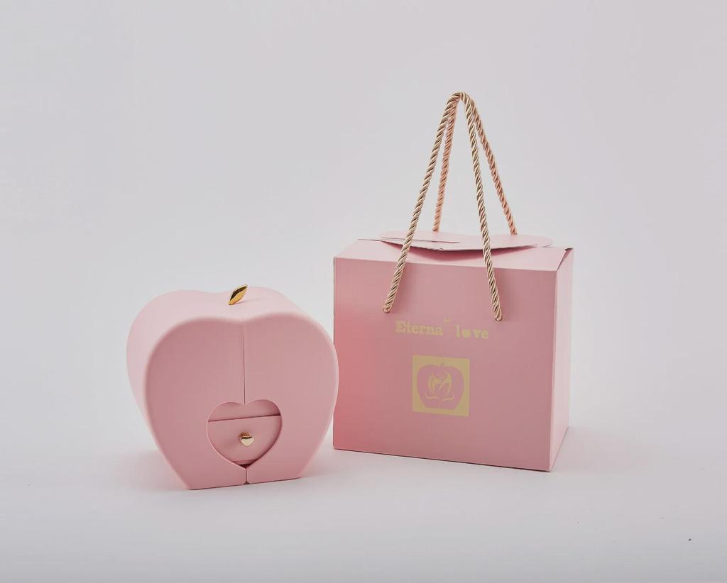 Шкатулка для украшений Apple Rose - подарок на Рождество, День святого Валентина, День матери с консервированными цветами