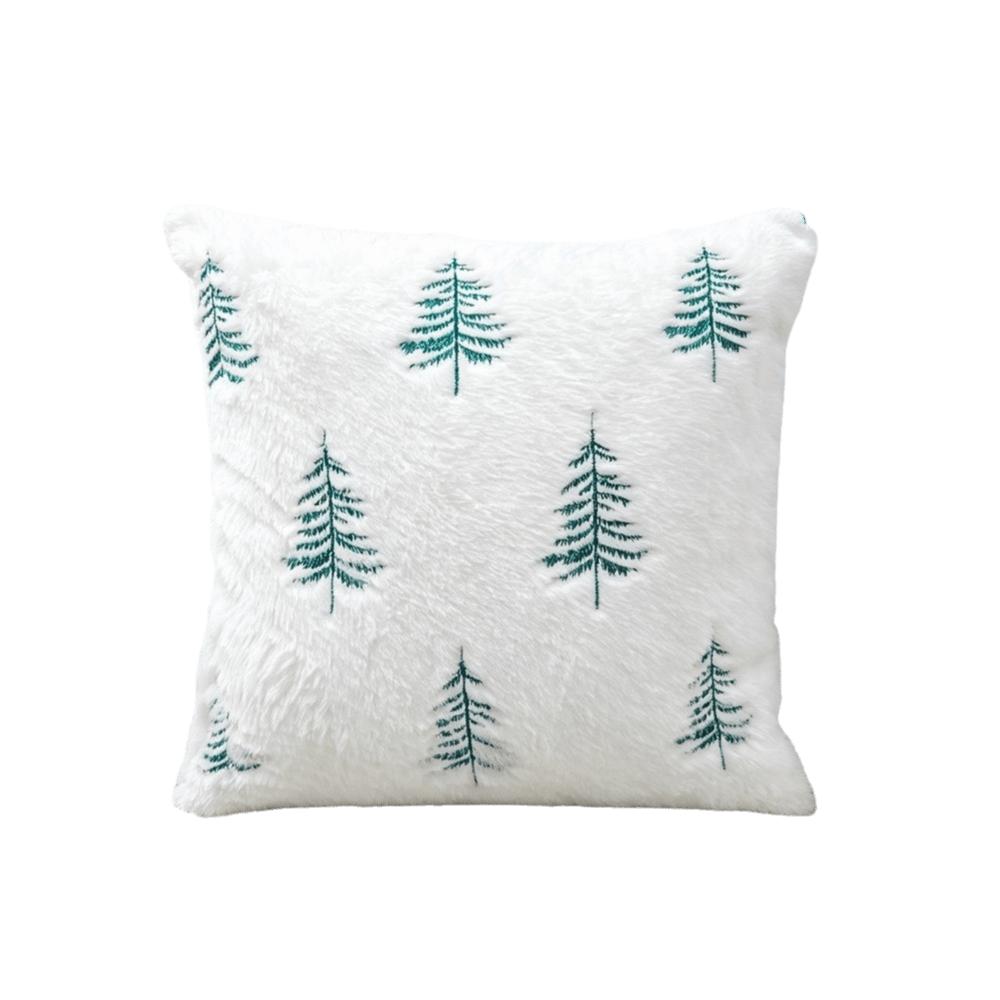 Snowflake Throw Pillowcase Faux Fur Cushion Cover Cozy Embroidered Pillow Covers Home