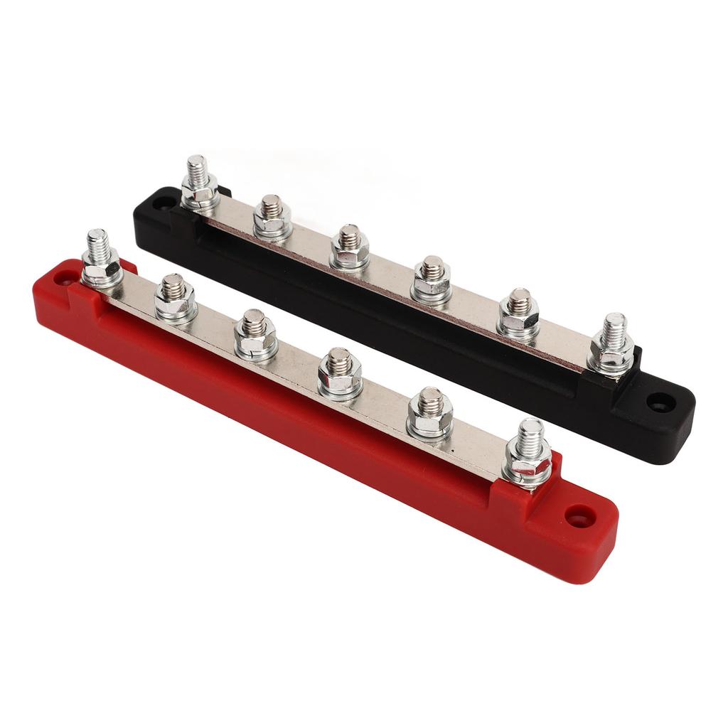 2Pcs DC12V‑48V 150A Power Distribution Block 6 Studs M6 Battery Bus Bar for Car RV Yacht Boat Black