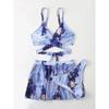 Three Pieces Marble Print Halter Micro Triangle Bikini Swimsuit Women Beach Skirt Swimwear Summer Beach Bathing Suit Bikini Set