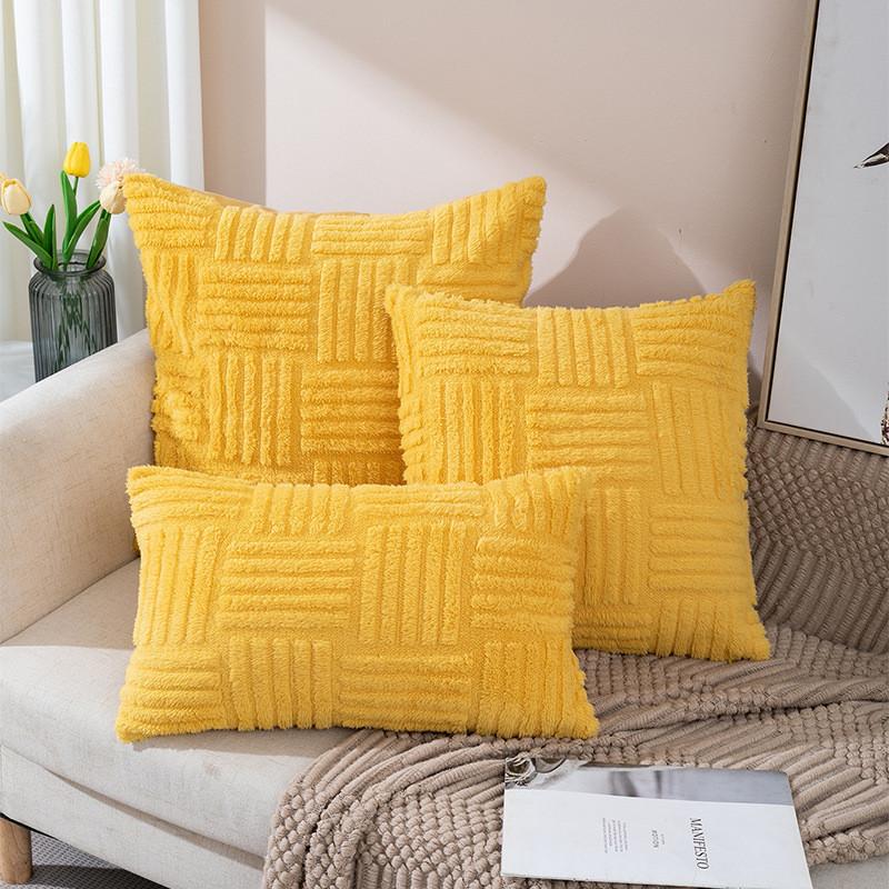 Solid Striped Color Snowflake Velvet Pillowcase Home Decoration Sofa Bedroom