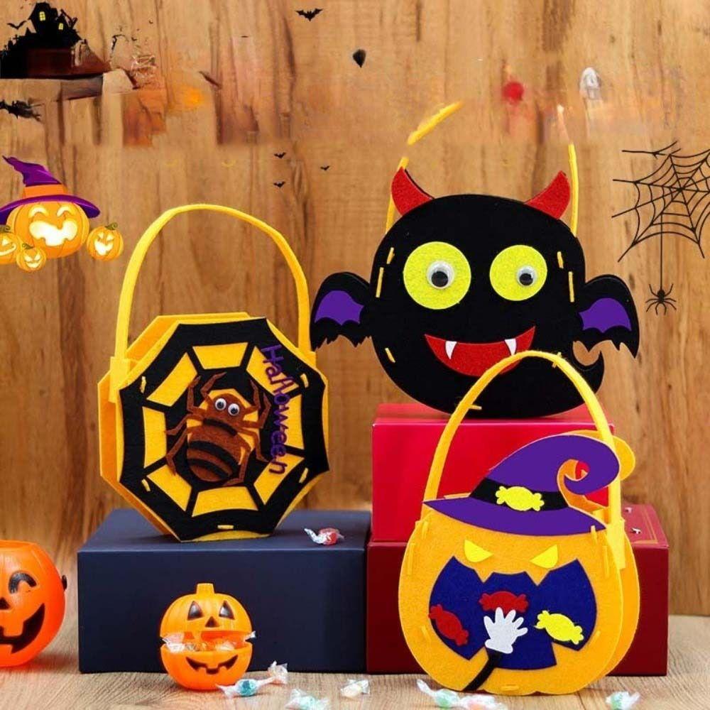 Ghost Bat DIY Trick or Treat Bag Non-woven Fabric Pumpkin Handbag DIY Halloween Candy Bag  Toddlers
